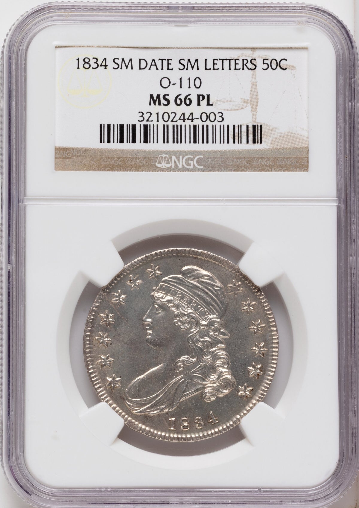 1834 50C O-110 Bust Half Dollar NGC MS66