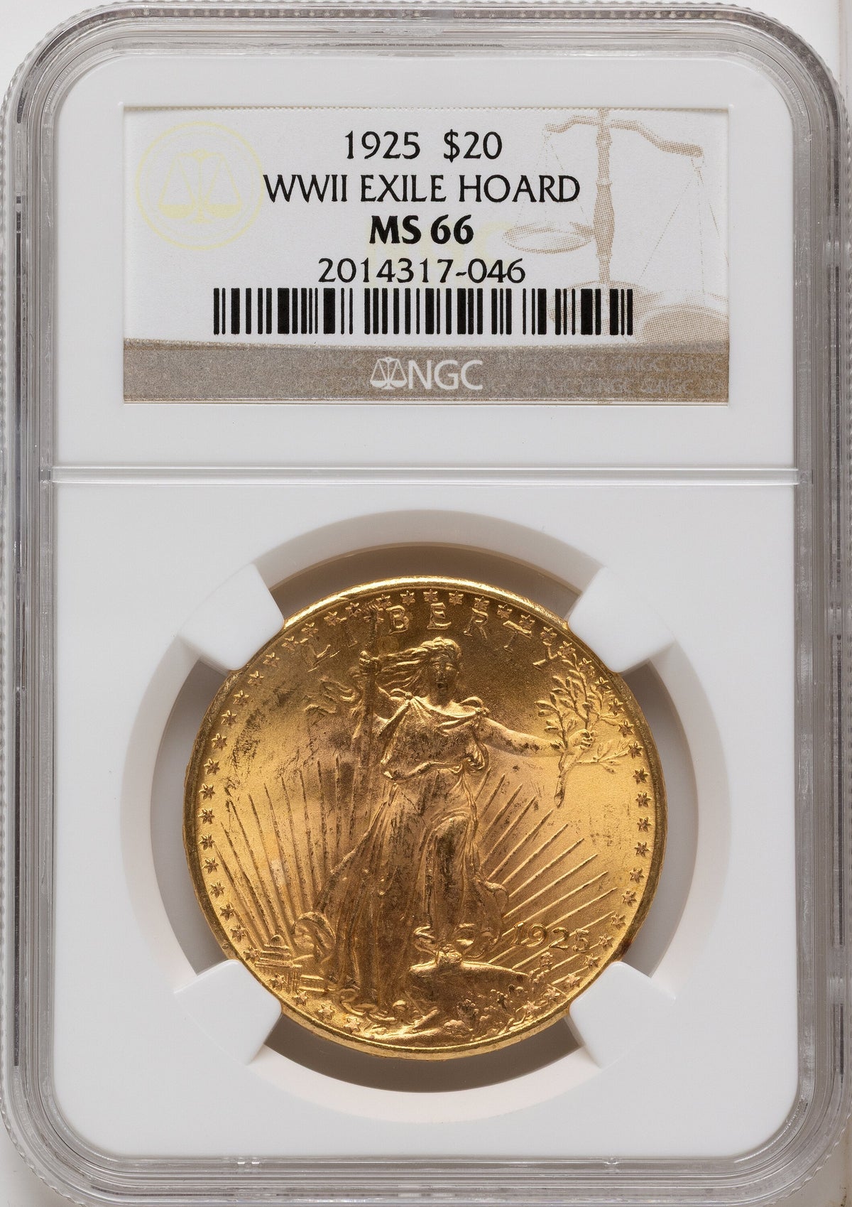 1925 $20 Saint-Gaudens Double Eagle NGC MS66