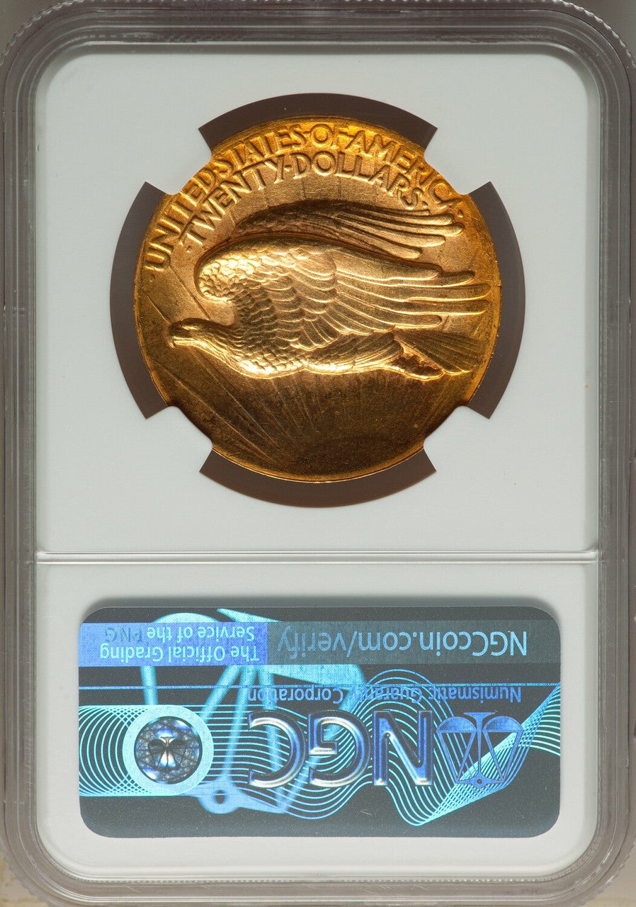 1907 $20 Wire Rim High Relief Double Eagle NGC MS63