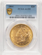 1864 $20 Liberty Double Eagle PCGS AU55 (910639015)