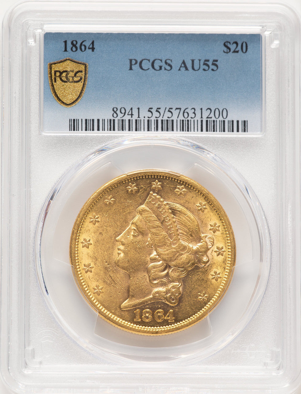 1864 $20 Liberty Double Eagle PCGS AU55 (910639015)