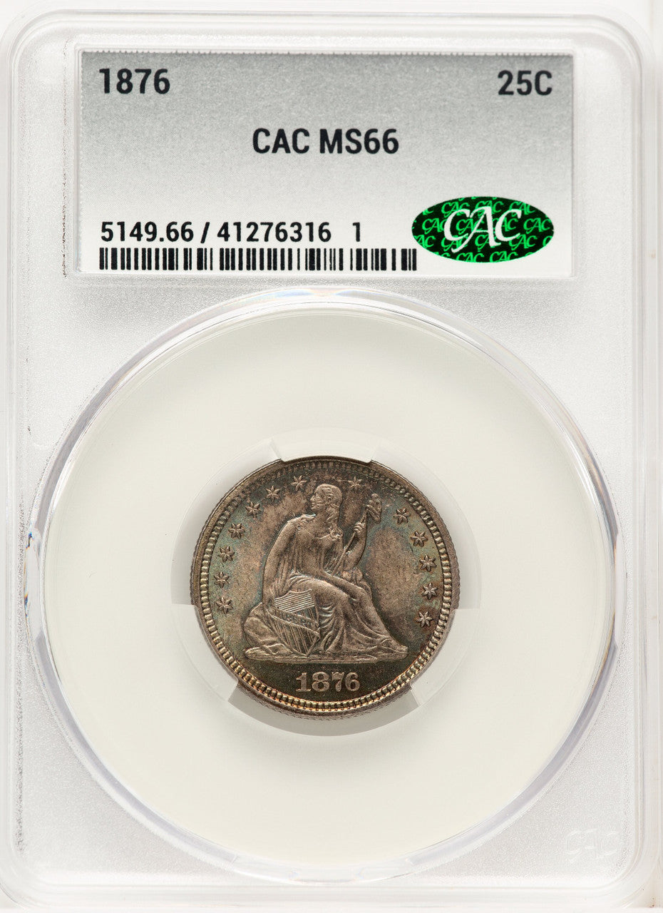 1876 25C Seated Quarter CACG MS66