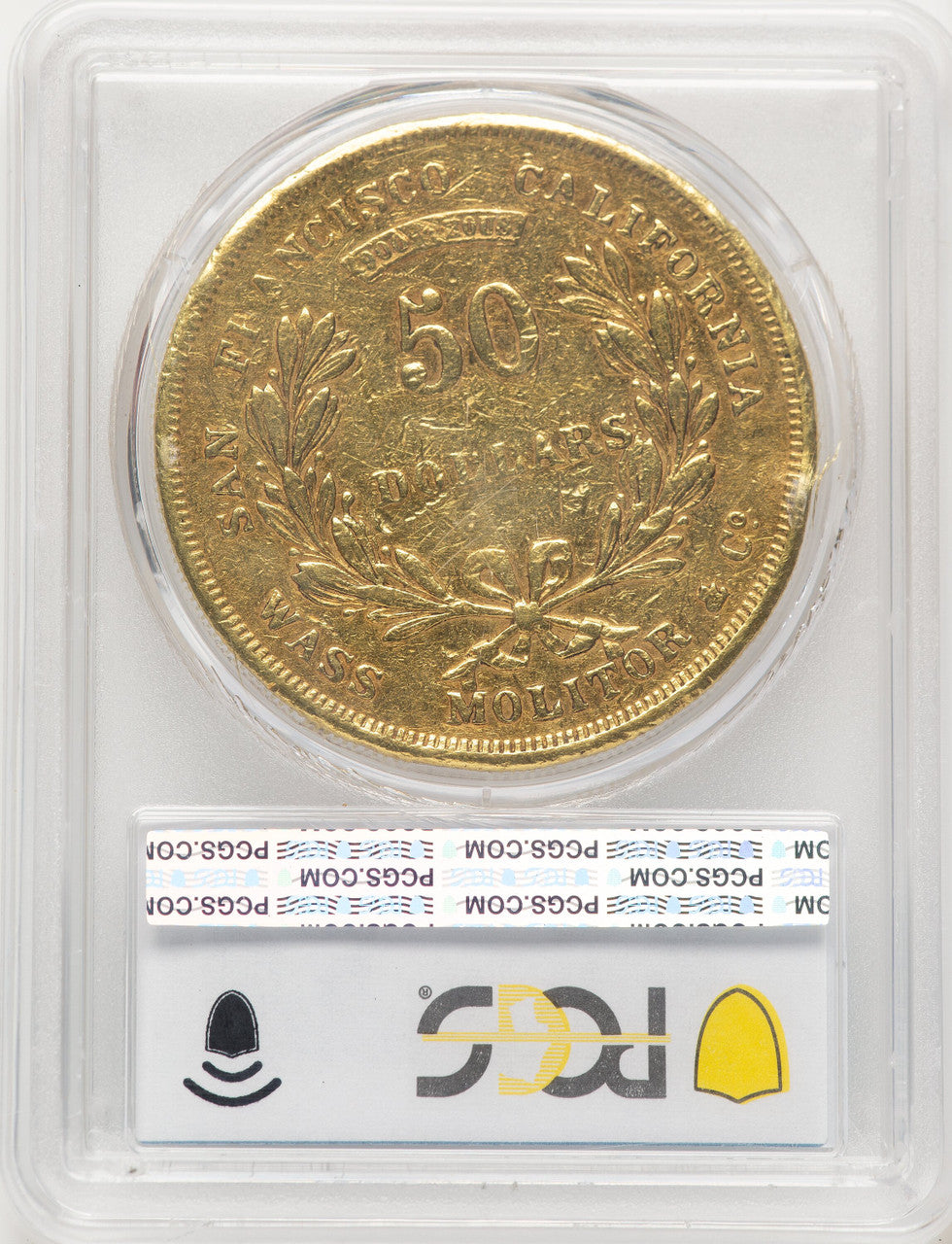 1855 Wass Molitor Fifty Dollar Territorial Gold PCGS XF40