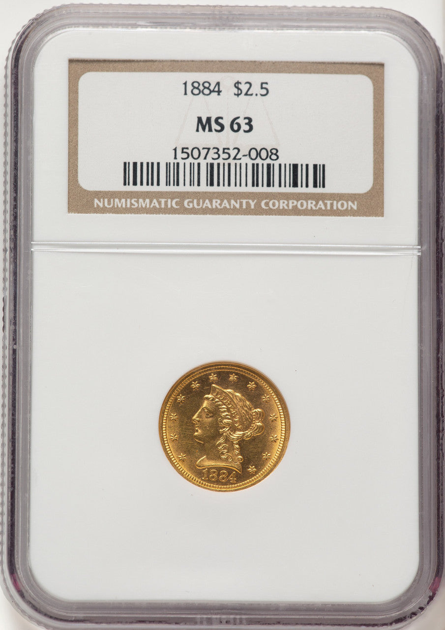 1884 $2.50 Liberty Quarter Eagle NGC MS63