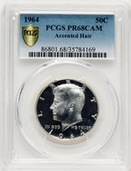 1964 50C Accented Hair CA Blue Gradient Proof Kennedy Half Dollar PCGS PR68