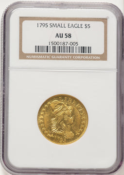 1795 $5 Small Eagle Early Half Eagle NGC AU58