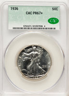 1936 50C CACG Plus Proof Walking Liberty Half Dollar CACG PR67+