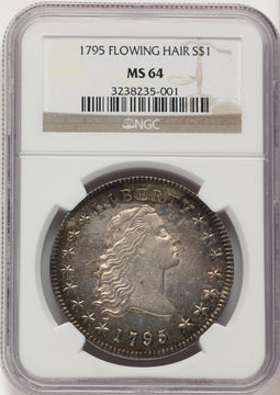 1795 Flowing Hair Three Leaves Early Dollar NGC MS64