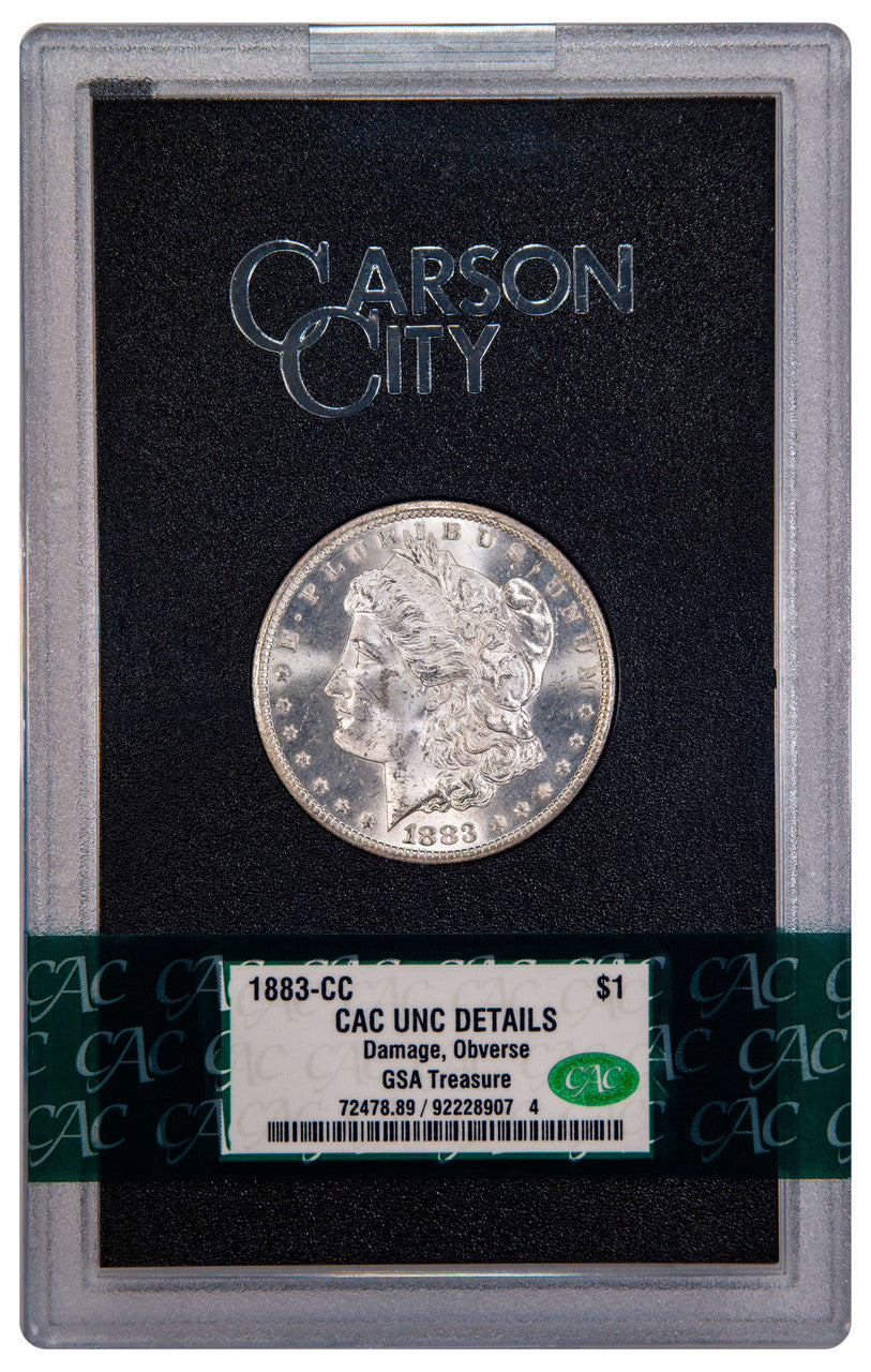 1883-CC $1 GSA Treasure Hoard Morgan Dollar CAC AU50 UNC DETAILS