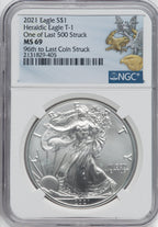 2021 American Silver Eagle Type 1 At Dusk & Dawn 35th Anniversary 96th NGC MS69
