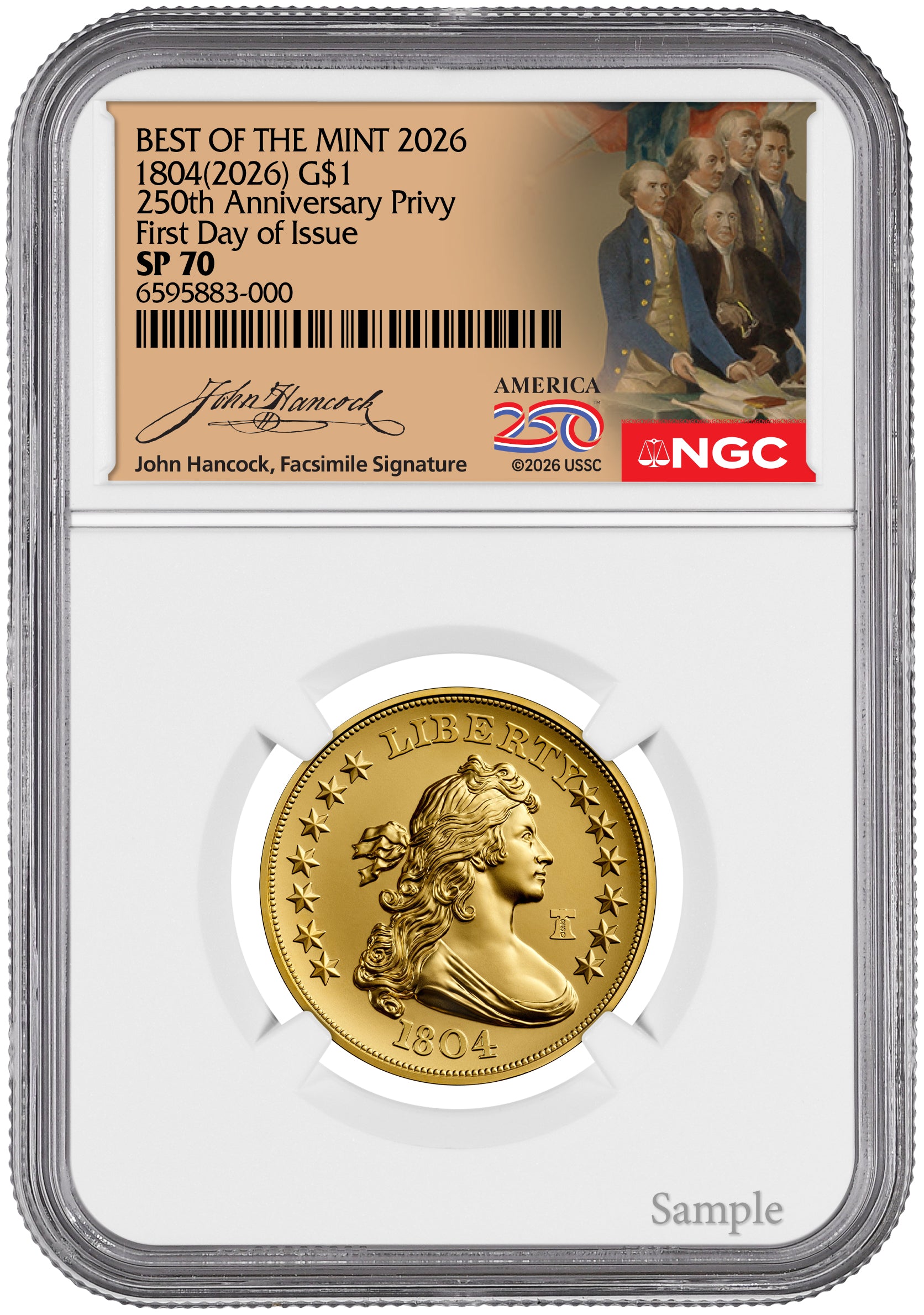 2026 1804 Draped Bust Dollar Gold Coin FDI NGC SP70 Hancock