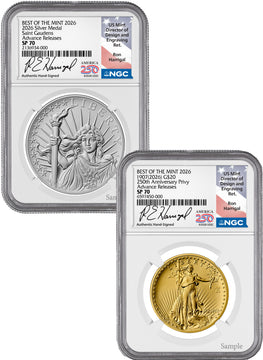 2026 1907 Saint-Gaudens High Relief $20 Gold Coin & Silver Medal Set AR NGC SP70 Harrigal