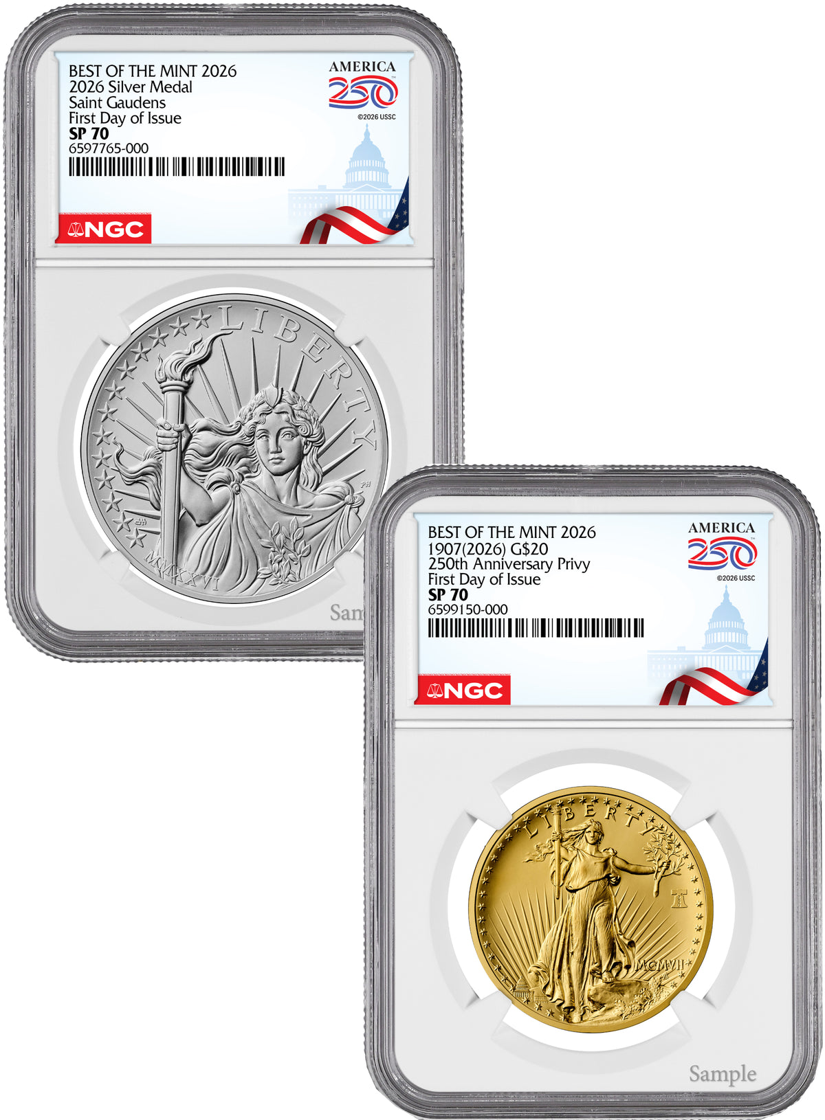 2026 Best of the Mint 1907 Saint-Gaudens Gold & Silver Set FDI NGC SP70 Congress