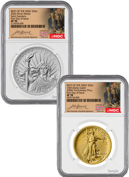 2026 Best of the Mint 1907 Saint-Gaudens Gold & Silver Set FDI NGC SP70 Hancock