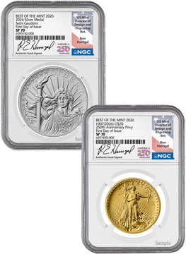 2026 Best of the Mint 1907 Saint-Gaudens Gold & Silver Set FDI NGC SP70 Harrigal