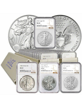 1986-2026 American Silver Eagle 42-pc Set NGC MS69 (3 New NGC Boxes)