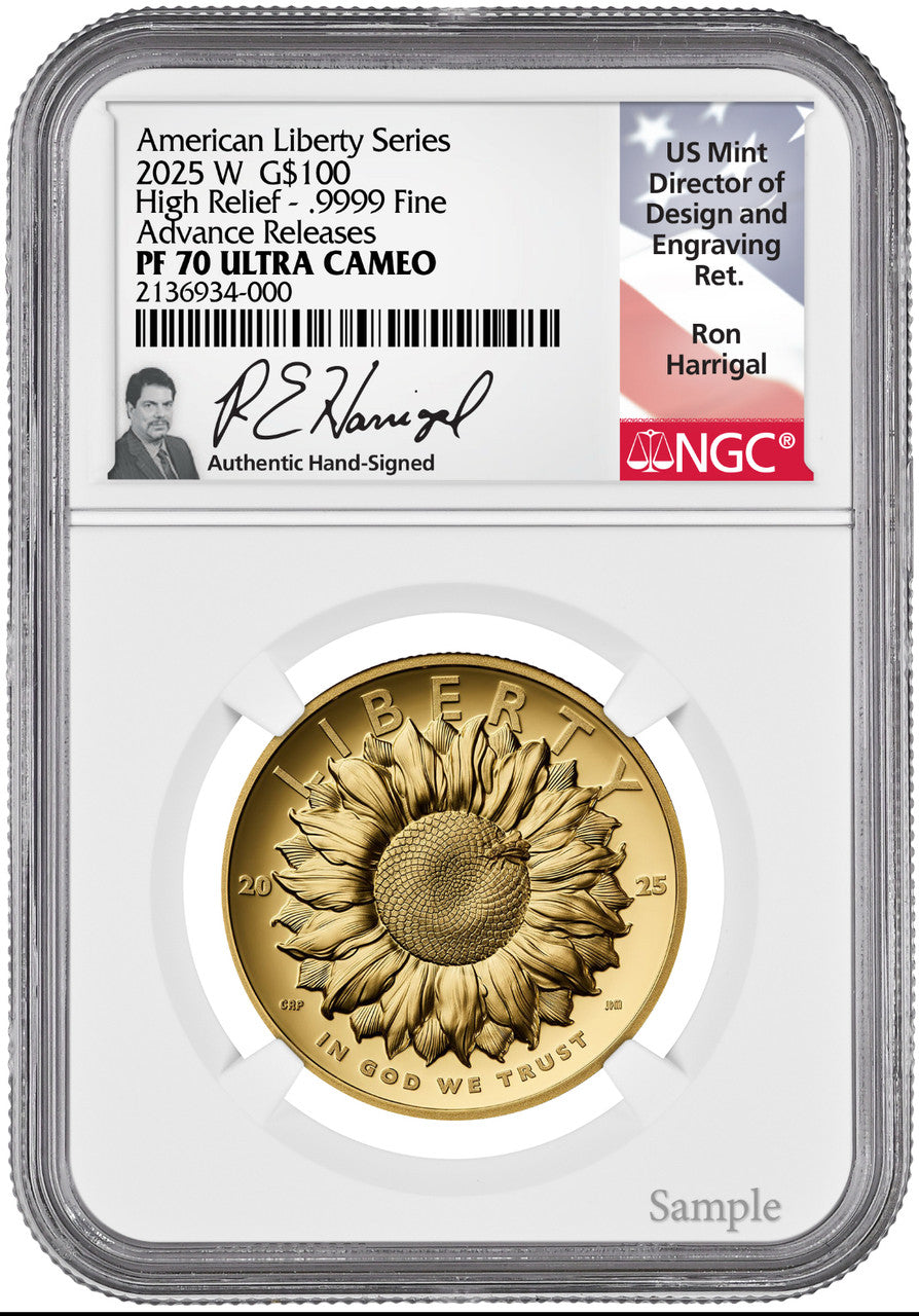 2025-W American Liberty Series Gold High Relief AR NGC PF70 Harrigal Signed