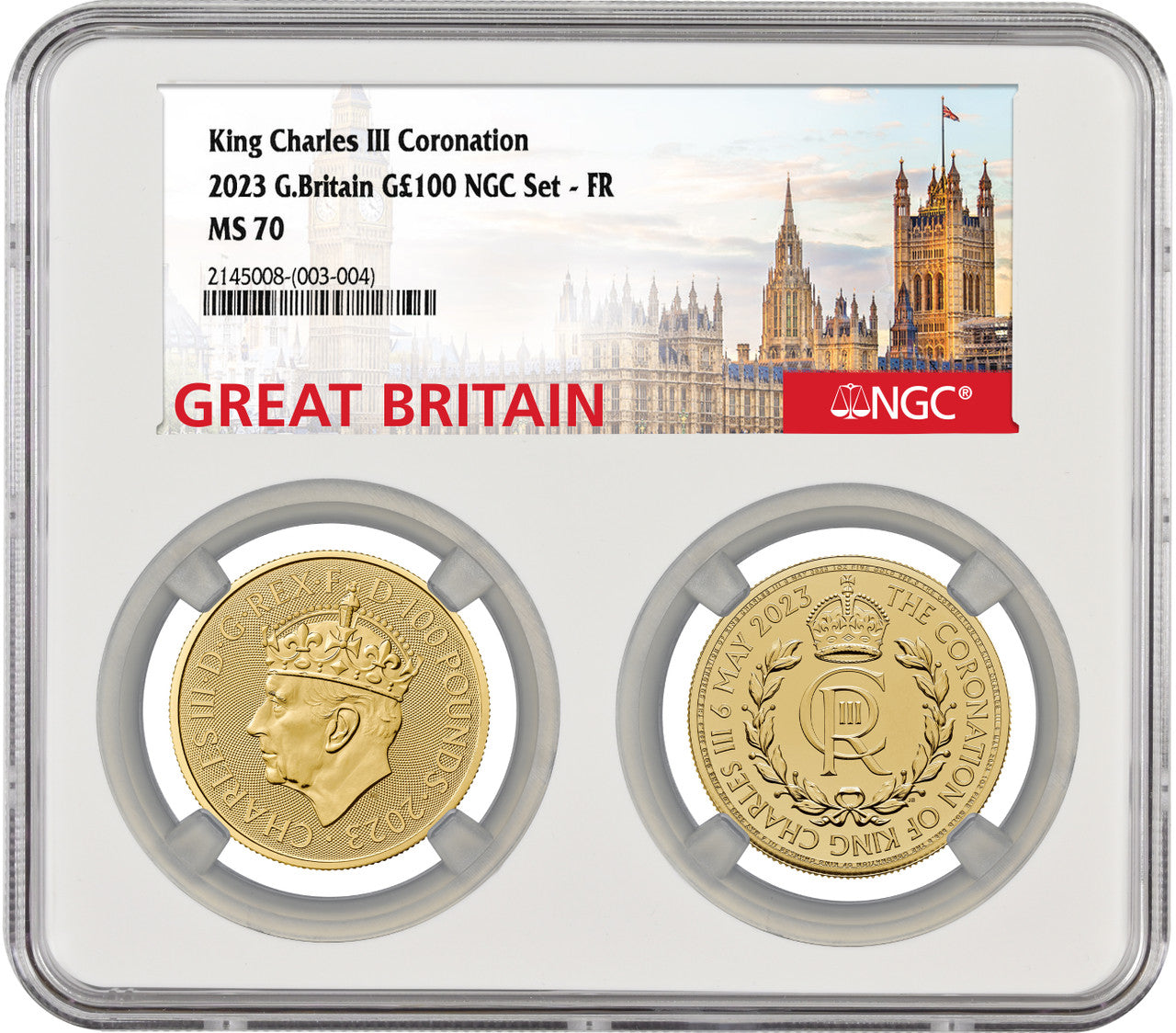 2023 G£100 King Charles III Coronation Gold 2 Coin Set Cypher/Britannia NGC MS70