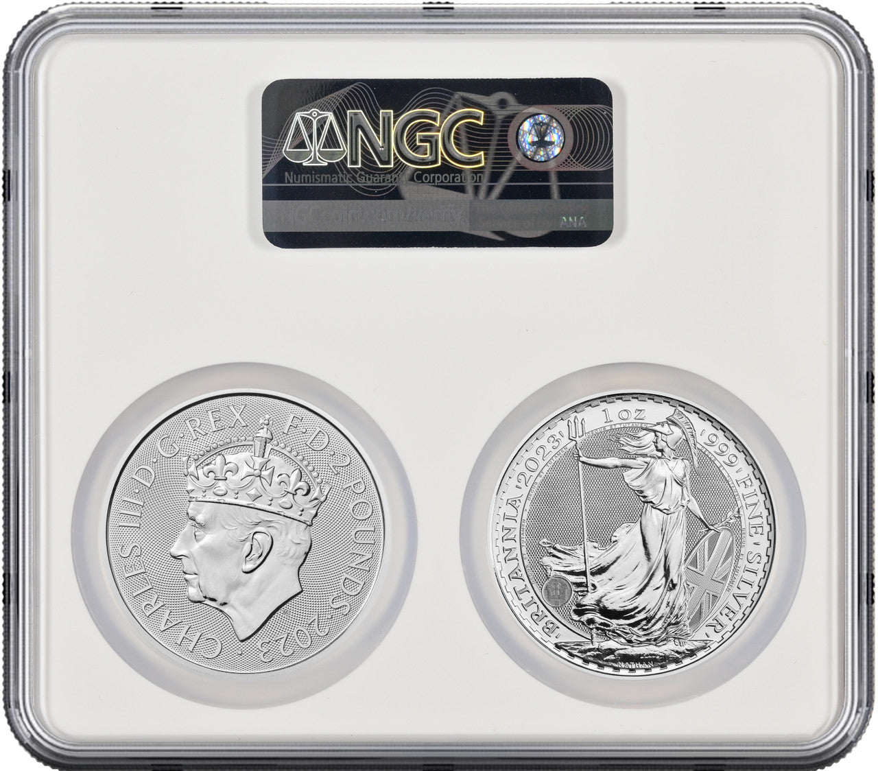 2023 King Charles III Coronation 2-Coin Set G.Britain S£2 NGC MS69