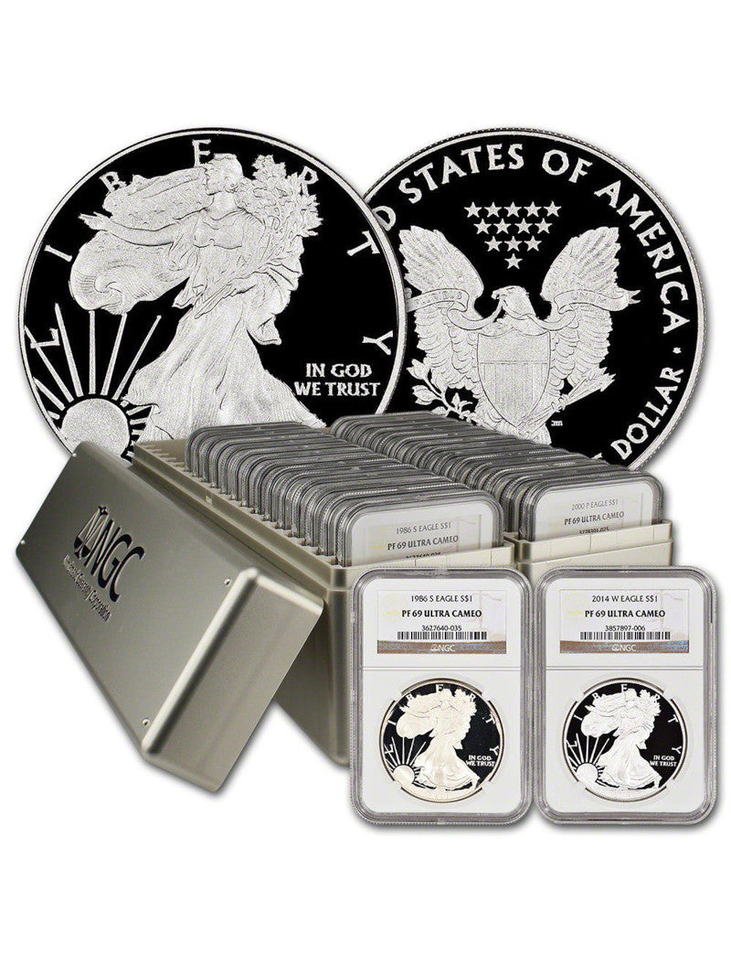 1986-2022 American Silver Eagle 37-Coin Set NGC PF69 Ultra Cameo (2 New NGC Boxes)