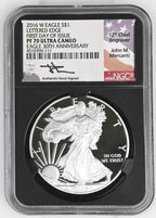 2016-W Proof Silver Eagle 1 oz FDI John NGC PF70 Mercanti