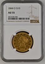 1844-O $10 Liberty Eagle NGC AU55