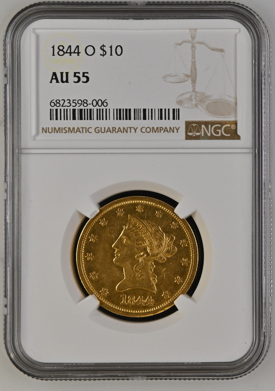 1844-O $10 Liberty Eagle NGC AU55