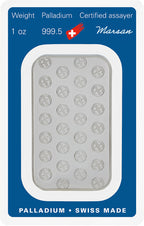 1 oz Palladium Bar - Argor Heraeus - 999.5 Fine in Sealed Assay Card