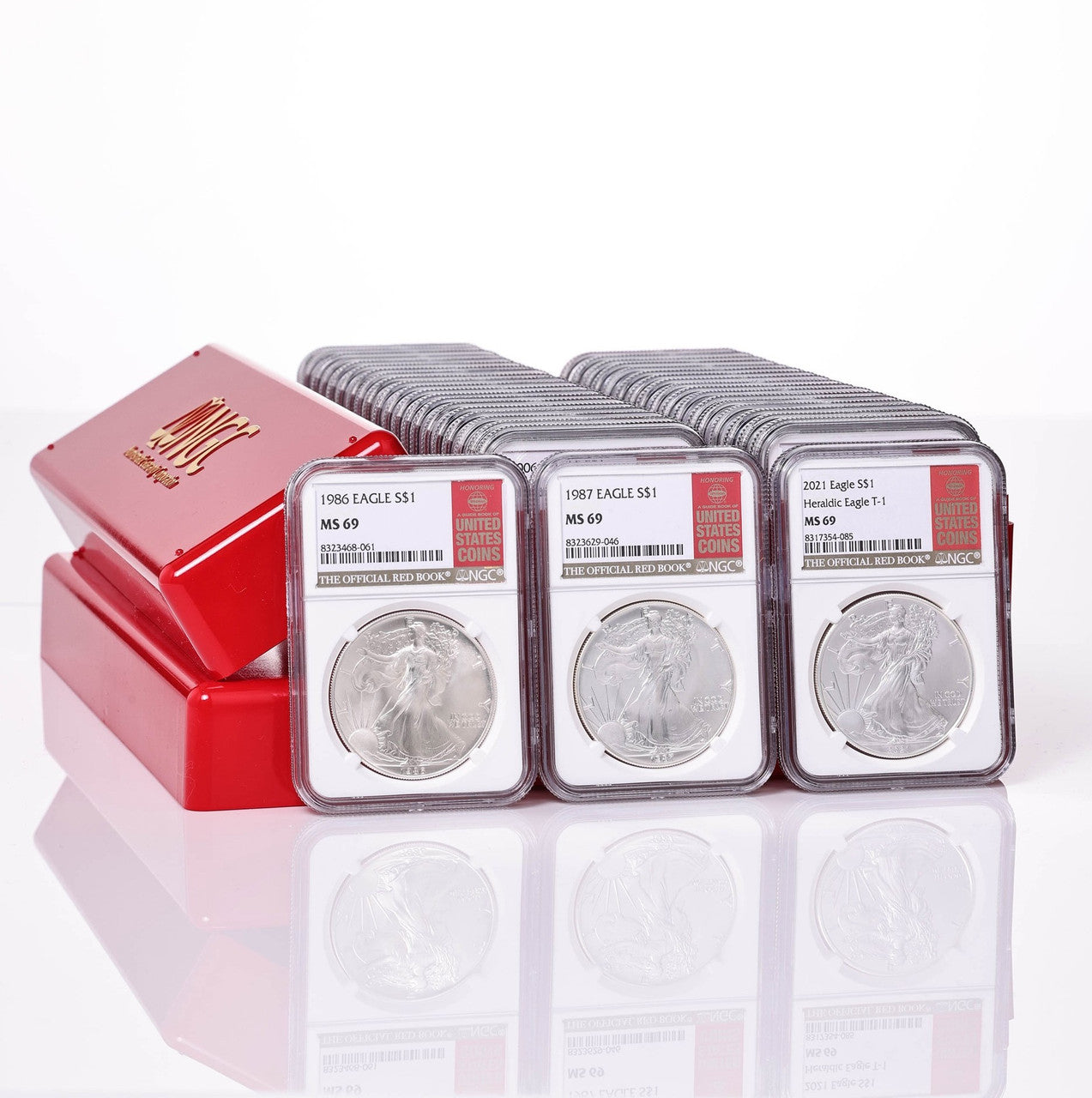 1986-2025 American Silver Eagle 41-pc Set NGC MS69 Official Red