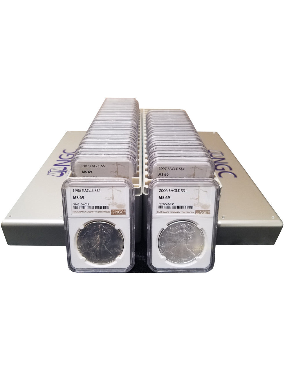 1986-2021 American Silver Eagle 36-pc Set NGC MS69 (2 New NGC Boxes)