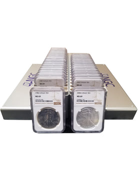 1986-2026 American Silver Eagle 42-pc Set NGC MS69 (3 New NGC Boxes)