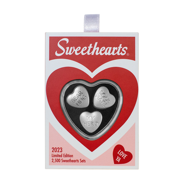 2023 Sweethearts® .9999 Pure Silver Hearts Set 10gm Three Coin Set 30gm Total