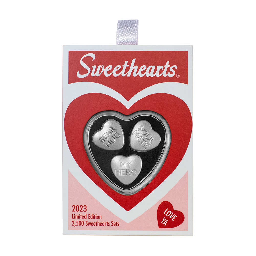 2023 Sweethearts® .9999 Pure Silver Hearts Set 10gm Three Coin Set 30gm Total
