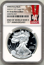 2020-W American Silver Eagle v75 WWII NGC PF70UCAM 75th Anniversary