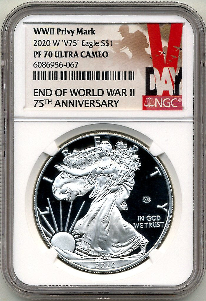 2020-W American Silver Eagle v75 WWII NGC PF70UCAM 75th Anniversary