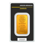 1 oz Gold Bar Argor Heraeus New w/Assay