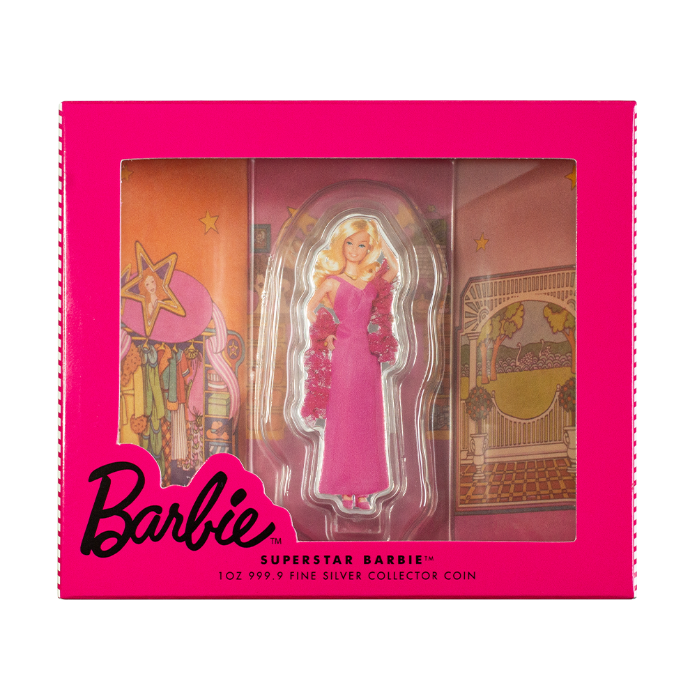 2023 1 oz Superstar Barbie Silver .9999 Fine Coin (Box)