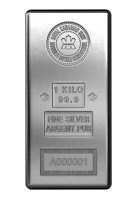 1 Kilo Royal Canadian Mint (RCM) .999 Fine Silver Bar