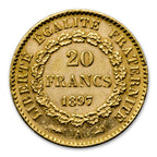 French Gold 20 Franc Lucky Angel 1871-1898 XF-AU