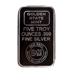 5 OZ SILVER BAR GOLDEN STATE MINT