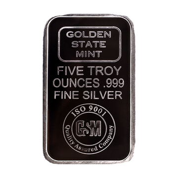 5 OZ SILVER BAR GOLDEN STATE MINT