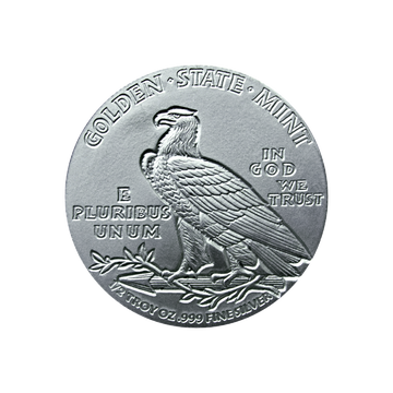 1/2 OZ SILVER ROUND INCUSE INDIAN DESIGN GOLDEN STATE MINT