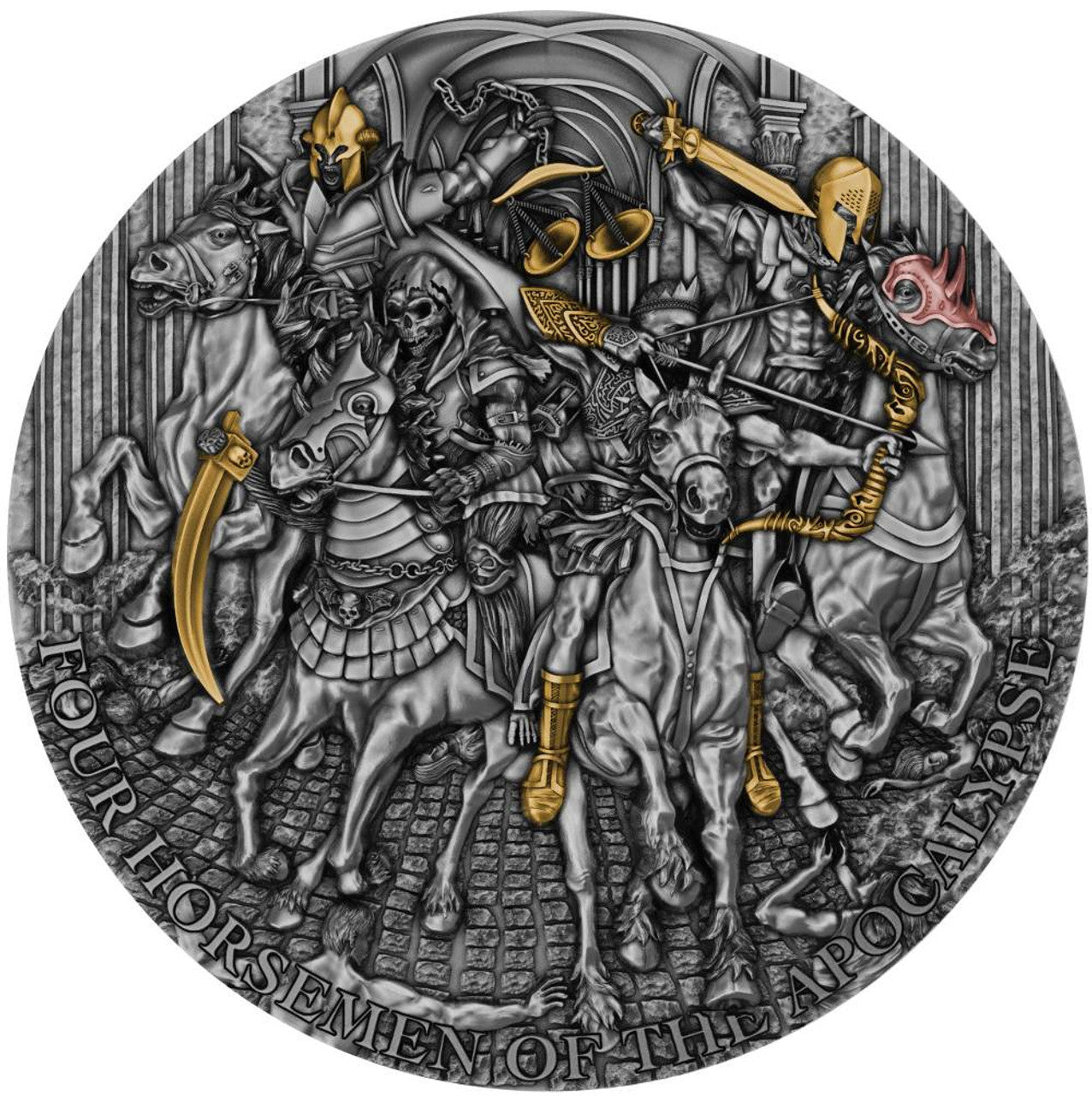 2022 FOUR HORSEMEN OF THE APOCALYPSE 5 oz. Silver High Relief Coin Niue