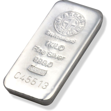 1 Kilo Argor Heraeus Silver Cast Bar .999 Fine