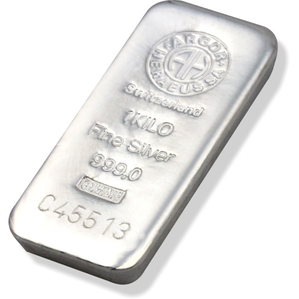 1 Kilo Argor Heraeus Silver Cast Bar .999 Fine