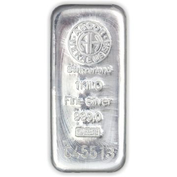 1 Kilo Argor Heraeus Silver Cast Bar .999 Fine
