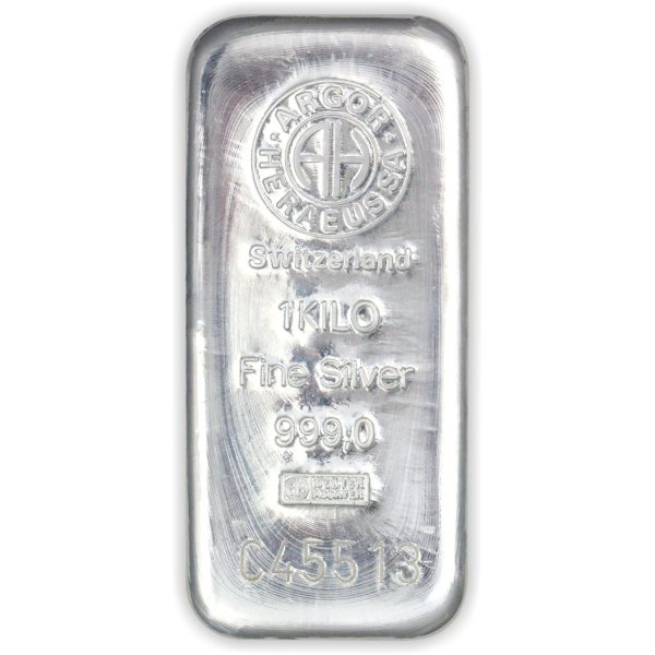 1 Kilo Argor Heraeus Silver Cast Bar .999 Fine