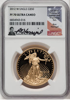 2012-W Gold American Eagle 4-Coin Set NGC PF70 Ron Harrigal Signed