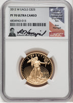2012-W Gold American Eagle 4-Coin Set NGC PF70 Ron Harrigal Signed