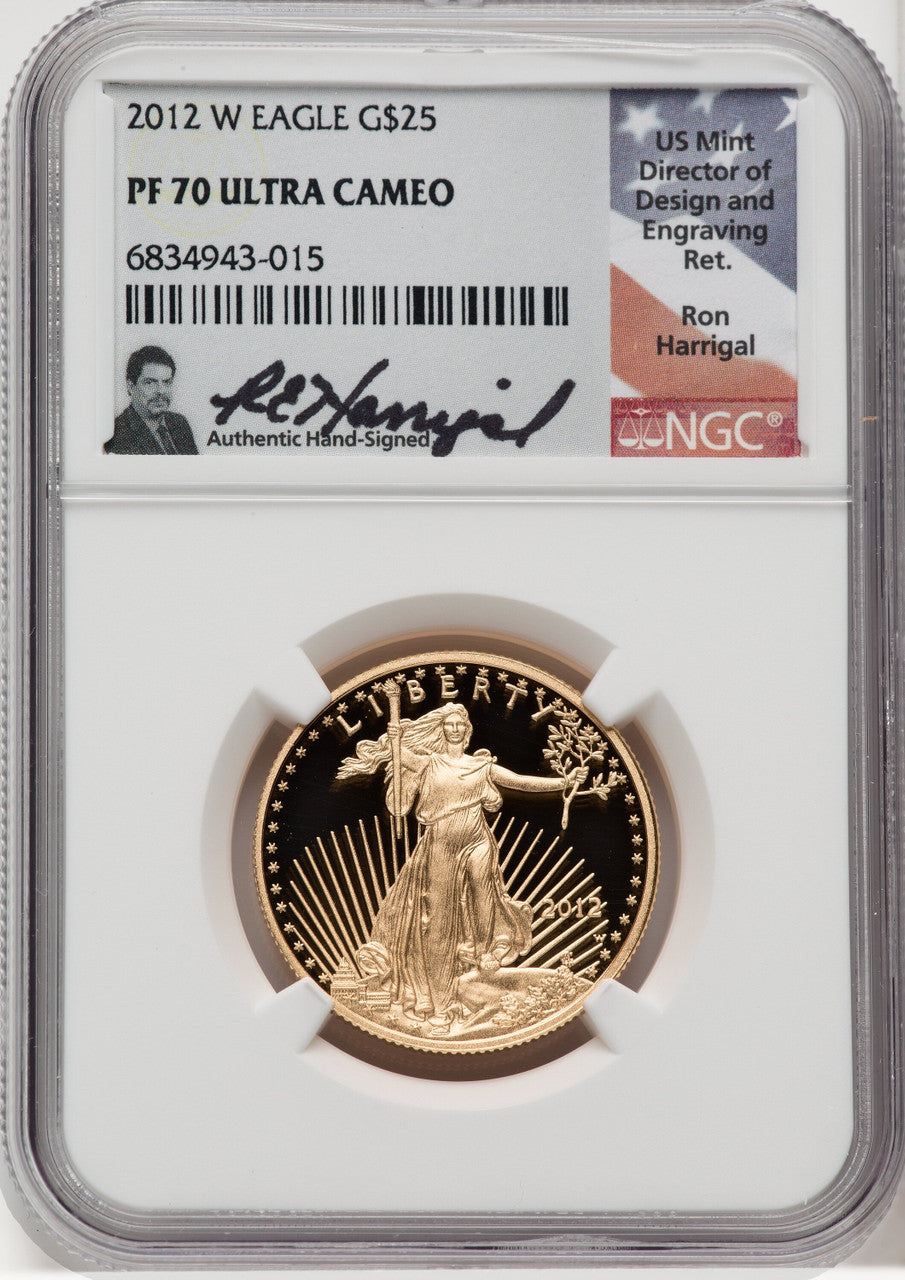 2012-W Gold American Eagle 4-Coin Set NGC PF70 Ron Harrigal Signed